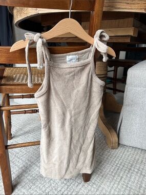 Foster + Lu Neutral Tie-Shoulder Terry Kids Dress